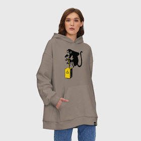 Худи SuperOversize хлопок с принтом TNT monkey (Banksy) в городе Новоалтайск, 70% хлопок, 30% полиэстер, мягкий начес внутри | карман-кенгуру, эластичная резинка на манжетах и по нижней кромке, двухслойный капюшон
 | бэнкси | граффити | животные | обезьяна