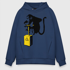 Мужское худи Oversize хлопок с принтом TNT monkey (Banksy) в городе Новоалтайск, френч-терри — 70% хлопок, 30% полиэстер. Мягкий теплый начес внутри —100% хлопок | боковые карманы, эластичные манжеты и нижняя кромка, капюшон на магнитной кнопке | бэнкси | граффити | животные | обезьяна