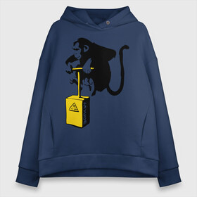 Женское худи Oversize хлопок с принтом TNT monkey (Banksy) в городе Новоалтайск, френч-терри — 70% хлопок, 30% полиэстер. Мягкий теплый начес внутри —100% хлопок | боковые карманы, эластичные манжеты и нижняя кромка, капюшон на магнитной кнопке | бэнкси | граффити | животные | обезьяна
