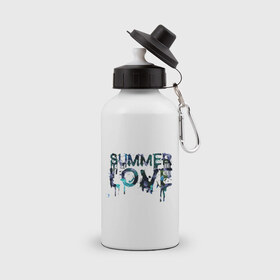 Бутылка спортивная с принтом Summer love в городе Новоалтайск, металл | емкость — 500 мл, в комплекте две пластиковые крышки и карабин для крепления | краски | летняя любовь | лето | стекающая надпись