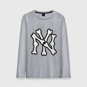 Мужской лонгслив хлопок с принтом NY Bones в городе Новоалтайск, 100% хлопок |  | new era | new york yankees | swag | нью йорк янкис | сваг | свог | свэг
