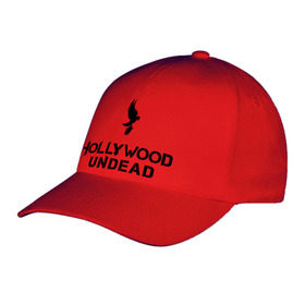 Бейсболка с принтом Hollywood Undead logo в городе Новоалтайск, 100% хлопок | классический козырек, металлическая застежка-регулятор размера | hollywood undead | hu | hu mask one color | undead | рок реп группа hollywood undead