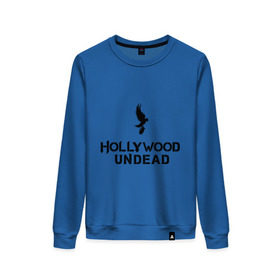 Женский свитшот хлопок с принтом Hollywood Undead logo в городе Новоалтайск, 100% хлопок | прямой крой, круглый вырез, на манжетах и по низу широкая трикотажная резинка  | hollywood undead | hu | hu mask one color | undead | рок реп группа hollywood undead