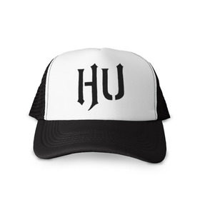 Кепка тракер с сеткой с принтом HU abbreviation в городе Новоалтайск, трикотажное полотно; задняя часть — сетка | длинный козырек, универсальный размер, пластиковая застежка | hollywood undead | hu | hu mask one color | undead | птица с гранатой | рок реп группа hollywood undead