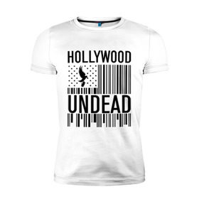 Мужская футболка премиум с принтом Hollywood Undead flag в городе Новоалтайск, 92% хлопок, 8% лайкра | приталенный силуэт, круглый вырез ворота, длина до линии бедра, короткий рукав | hollywood undead | hu | hu mask one color | undead | птица с гранатой | рок реп группа hollywood undead