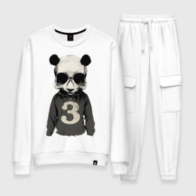 Женский костюм хлопок с принтом Brutal pand в городе Новоалтайск, 100% хлопок | на свитшоте круглая горловина, мягкая резинка по низу. Брюки заужены к низу, на них два вида карманов: два 