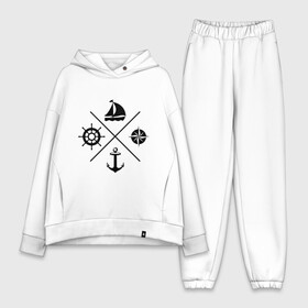 Женский костюм хлопок Oversize с принтом Sailor theme в городе Новоалтайск,  |  | sailor theme | азимут | компас | кораблик | корабль | лодка | путешествие | штурвал | якорь