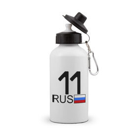 Бутылка спортивная с принтом Республика Коми - 11 (А111АА) в городе Новоалтайск, металл | емкость — 500 мл, в комплекте две пластиковые крышки и карабин для крепления | 11 | коми | регион 11 | республика коми | республика коми 11