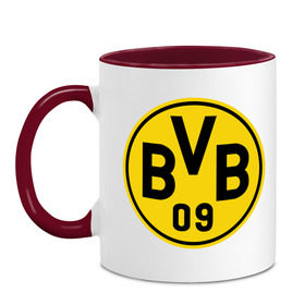 Кружка двухцветная с принтом Borussia Dortmund в городе Новоалтайск, керамика | объем — 330 мл, диаметр — 80 мм. Цветная ручка и кайма сверху, в некоторых цветах — вся внутренняя часть | боруссия | дортмунд