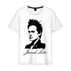 Мужская футболка хлопок с принтом Jared leto (Джаред Лето) в городе Новоалтайск, 100% хлопок | прямой крой, круглый вырез горловины, длина до линии бедер, слегка спущенное плечо. | 30 second to mars | 30 секунд до марса | rock | рок