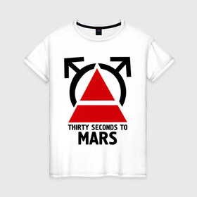 Женская футболка хлопок с принтом Thirty Seconds To Mars в городе Новоалтайск, 100% хлопок | прямой крой, круглый вырез горловины, длина до линии бедер, слегка спущенное плечо | 