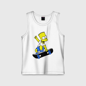 Детская майка хлопок с принтом Барт на скейте в городе Новоалтайск,  |  | Тематика изображения на принте: simpsons | барт симпсон | мультфильмы | симпсоны