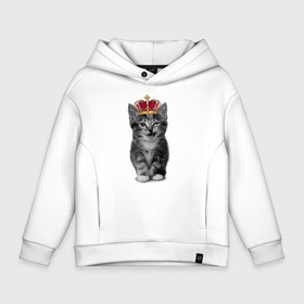 Детское худи Oversize хлопок с принтом Meow kitten в городе Новоалтайск, френч-терри — 70% хлопок, 30% полиэстер. Мягкий теплый начес внутри —100% хлопок | боковые карманы, эластичные манжеты и нижняя кромка, капюшон на магнитной кнопке | kitten | meow | meow kitten | киса | кот | котик | котэ | котяра | кошка | прикольный кот