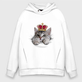 Мужское худи Oversize хлопок с принтом Pretty kitten в городе Новоалтайск, френч-терри — 70% хлопок, 30% полиэстер. Мягкий теплый начес внутри —100% хлопок | боковые карманы, эластичные манжеты и нижняя кромка, капюшон на магнитной кнопке | kitten | meow | meow kitten | киса | корона | корона на голове кота | кот | кот с короной | котик | котэ | котяра | кошка | прикольный кот