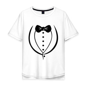 Мужская футболка хлопок Oversize с принтом Cмокинг (tuxedo) в городе Новоалтайск, 100% хлопок | свободный крой, круглый ворот, “спинка” длиннее передней части | Тематика изображения на принте: 
