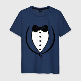 Мужская футболка хлопок с принтом Cмокинг (tuxedo) в городе Новоалтайск, 100% хлопок | прямой крой, круглый вырез горловины, длина до линии бедер, слегка спущенное плечо. | Тематика изображения на принте: 