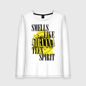 Женский лонгслив хлопок с принтом Smells like teen spirit в городе Новоалтайск, 100% хлопок |  | smells like teen spirit | музыка | музыкальные группы | нирвана