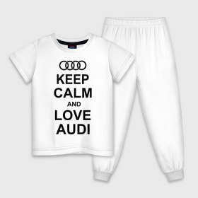 Детская пижама хлопок с принтом Keep calm and love audi в городе Новоалтайск, 100% хлопок |  брюки и футболка прямого кроя, без карманов, на брюках мягкая резинка на поясе и по низу штанин
 | автомобили | ауди | машина | сохраняй спокойствие и люби ауди | тачка