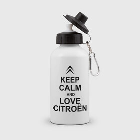 Бутылка спортивная с принтом keep calm and love сitroen в городе Новоалтайск, металл | емкость — 500 мл, в комплекте две пластиковые крышки и карабин для крепления | 