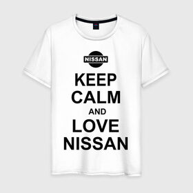 Мужская футболка хлопок с принтом Keep calm and love nissan в городе Новоалтайск, 100% хлопок | прямой крой, круглый вырез горловины, длина до линии бедер, слегка спущенное плечо. | автомобили | машины | сохраняй спокойствие и люби ниссан | тачки