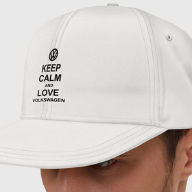 Кепка снепбек с прямым козырьком с принтом keep calm and love volkswagen. в городе Новоалтайск, хлопок 100% |  | Тематика изображения на принте: автолюбителю | автомобиль | вольксваген | машина | прикольная надпись | тачка