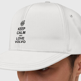 Кепка снепбек с прямым козырьком с принтом keep calm and love volvo в городе Новоалтайск, хлопок 100% |  | автолюбителю | автомобиль | вольво | машина | прикольная надпись | тачка