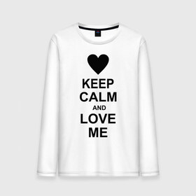 Мужской лонгслив хлопок с принтом Keep calm and love me в городе Новоалтайск, 100% хлопок |  | keep calm and love me | love me | любовь | сердце