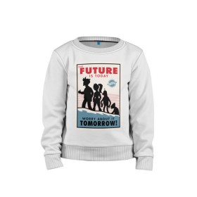 Детский свитшот хлопок с принтом Futurama poster в городе Новоалтайск, 100% хлопок | круглый вырез горловины, эластичные манжеты, пояс и воротник | Тематика изображения на принте: futurama | future is today | бендер | лила | постер футурамы | фрай | футурама