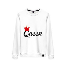 Женский свитшот хлопок с принтом Королева в городе Новоалтайск, 100% хлопок | прямой крой, круглый вырез, на манжетах и по низу широкая трикотажная резинка  | queen | корона | царица