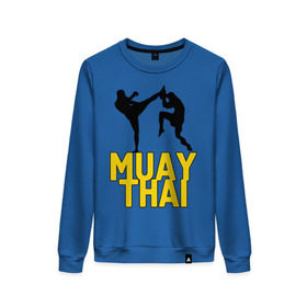 Женский свитшот хлопок с принтом Муай тай (Muay Thai). в городе Новоалтайск, 100% хлопок | прямой крой, круглый вырез, на манжетах и по низу широкая трикотажная резинка  | бойцы | бокс | боксеры | спортивные | тайский бокс