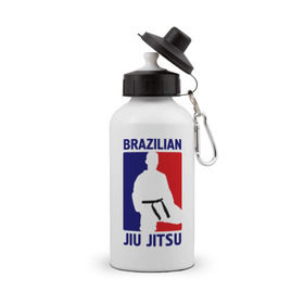 Бутылка спортивная с принтом Джиу-джитсу (Jiu jitsu) в городе Новоалтайск, металл | емкость — 500 мл, в комплекте две пластиковые крышки и карабин для крепления | Тематика изображения на принте: brazilian | бой | джиу джитсу | карате | черный пояс