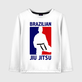 Детский лонгслив хлопок с принтом Джиу-джитсу (Jiu jitsu) в городе Новоалтайск, 100% хлопок | круглый вырез горловины, полуприлегающий силуэт, длина до линии бедер | brazilian | бой | джиу джитсу | карате | черный пояс