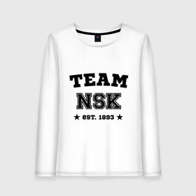 Женский лонгслив хлопок с принтом Team Novosibirsk в городе Новоалтайск, 100% хлопок |  | team nsk | город | города | города россии | новосиб | новосибирск | нск