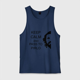 Мужская майка хлопок с принтом Keep calm and pass to Pirlo в городе Новоалтайск, 100% хлопок |  | мяч | пасуй | передача | пирло | спорт | спортивные | спортсмен | футбол | футболист