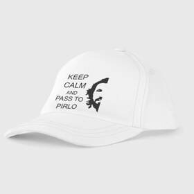 Детская бейсболка с принтом Keep calm and pass to Pirlo в городе Новоалтайск, 100% хлопок | классический козырек, металлическая застежка-регулятор размера | Тематика изображения на принте: мяч | пасуй | передача | пирло | спорт | спортивные | спортсмен | футбол | футболист