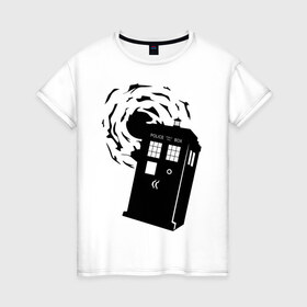 Женская футболка хлопок с принтом tardis 1 в городе Новоалтайск, 100% хлопок | прямой крой, круглый вырез горловины, длина до линии бедер, слегка спущенное плечо | police box | tardis | tardis 1 | телефонная будка