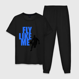 Мужская пижама хлопок с принтом Fly like me. в городе Новоалтайск, 100% хлопок | брюки и футболка прямого кроя, без карманов, на брюках мягкая резинка на поясе и по низу штанин
 | basketball | баскетбол | баскетболист | спорт