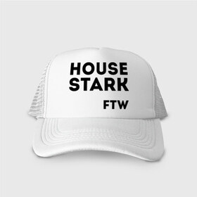 Кепка тракер с сеткой с принтом House Stark FTW в городе Новоалтайск, трикотажное полотно; задняя часть — сетка | длинный козырек, универсальный размер, пластиковая застежка | Тематика изображения на принте: game of thrones | дом старков | игра престолов | игры престолов | сериал