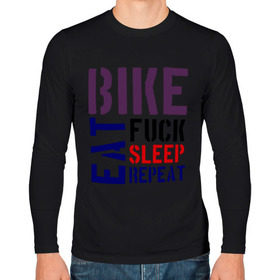Мужской лонгслив хлопок с принтом Bike eat sleep repeat в городе Новоалтайск, 100% хлопок |  | Тематика изображения на принте: bicycle | bike | bike eat sleep repeat | eat | repeat | sleep | велик | велосипед | велосипедист