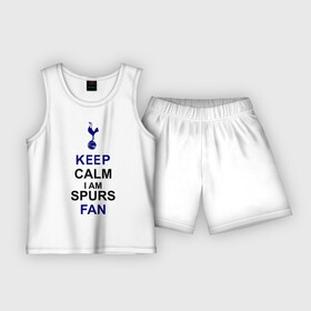 Детская пижама с шортами хлопок с принтом Keep Calm, I am Spurs fan в городе Новоалтайск,  |  | keep calm | keep calm i am spurs fan | spurs | tottenham | тоттенхэм | футбол | футбольный клуб | шпоры