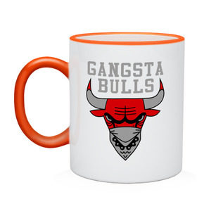 Кружка двухцветная с принтом Gangsta bulls в городе Новоалтайск, керамика | объем — 330 мл, диаметр — 80 мм. Цветная ручка и кайма сверху, в некоторых цветах — вся внутренняя часть | bshirts | bulls | cihago bulls | gangsta bulls | swag | sweg | бык | красный бык | сваг | свег | чикаго булс