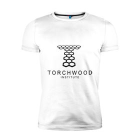 Мужская футболка премиум с принтом Torchwood Institute в городе Новоалтайск, 92% хлопок, 8% лайкра | приталенный силуэт, круглый вырез ворота, длина до линии бедра, короткий рукав | Тематика изображения на принте: doctor | doctor who | torchwood | доктор | доктор кто | торчвуд