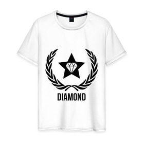 Мужская футболка хлопок с принтом Diamond Star в городе Новоалтайск, 100% хлопок | прямой крой, круглый вырез горловины, длина до линии бедер, слегка спущенное плечо. | bshirts | swag | алмаз | бриллиант | драгоценности | камень | сваг | свэг