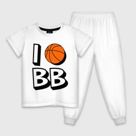 Детская пижама хлопок с принтом I love Basketball в городе Новоалтайск, 100% хлопок |  брюки и футболка прямого кроя, без карманов, на брюках мягкая резинка на поясе и по низу штанин
 | Тематика изображения на принте: 