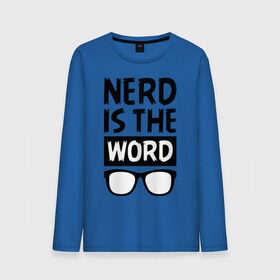 Мужской лонгслив хлопок с принтом Nerd is the Word в городе Новоалтайск, 100% хлопок |  | nerd is the word | word | красные очки | очки | хипстерские очки