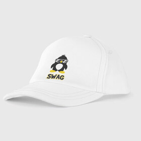 Детская бейсболка с принтом SWAG Penguin в городе Новоалтайск, 100% хлопок | классический козырек, металлическая застежка-регулятор размера | Тематика изображения на принте: пингвин