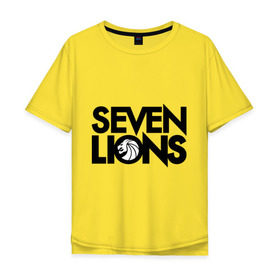 Мужская футболка хлопок Oversize с принтом 7 Lions в городе Новоалтайск, 100% хлопок | свободный крой, круглый ворот, “спинка” длиннее передней части | Тематика изображения на принте: seven lions | лев | львы | семь | семь львов