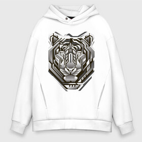 Мужское худи Oversize хлопок с принтом Geometric tiger в городе Новоалтайск, френч-терри — 70% хлопок, 30% полиэстер. Мягкий теплый начес внутри —100% хлопок | боковые карманы, эластичные манжеты и нижняя кромка, капюшон на магнитной кнопке | geometric drawing | geometry | metal tiger | tiger | геометрический рисунок | геометрия | металлический тигр | тигр