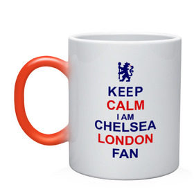 Кружка хамелеон с принтом keep calm I am Chelsea London fan в городе Новоалтайск, керамика | меняет цвет при нагревании, емкость 330 мл | лондон