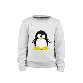 Детский свитшот хлопок с принтом Битовый пингвин Linux в городе Новоалтайск, 100% хлопок | круглый вырез горловины, эластичные манжеты, пояс и воротник | админам | компьютерные | линукс | операционная система | ос